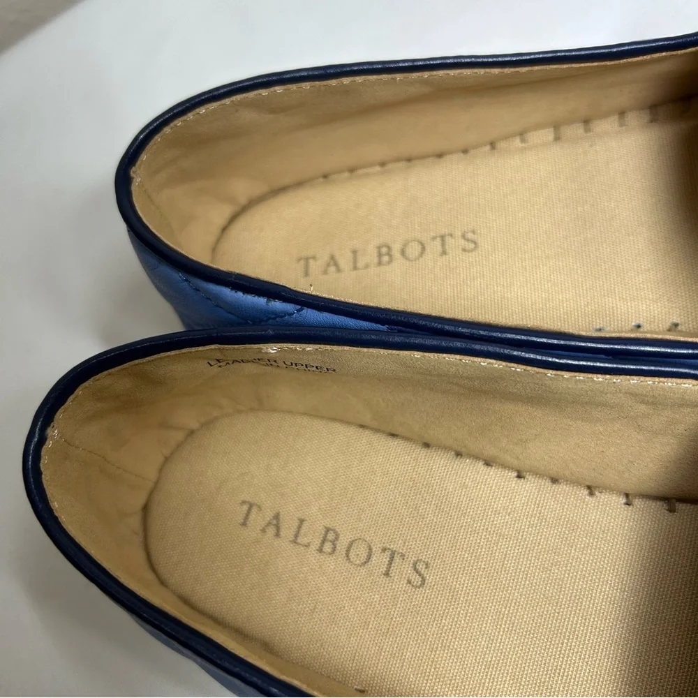 Talbots‎ IZZY Quilted Nappa Leather light Blue Navy Versatile Espadrilles 9M
